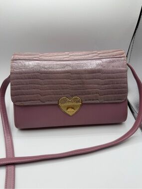 Lovcat Paris Genuine Leather Croc Embossed Crossbody Bag Light Pearl Purple